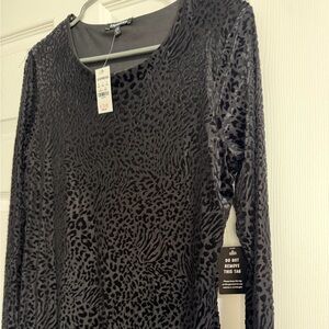 Express Black Animal Print Long Sleeve dress